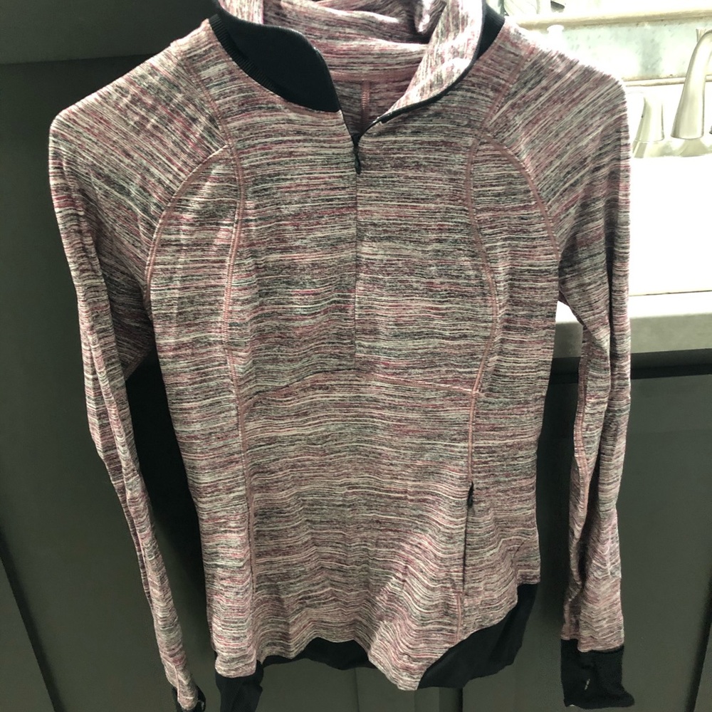 Plum/black patterned running 1/4 zip. Lululemon